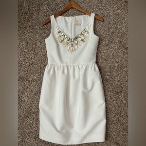 Kate Spade White Cupcake Dress Beaded Embellished Neck Bachelorette Bridal